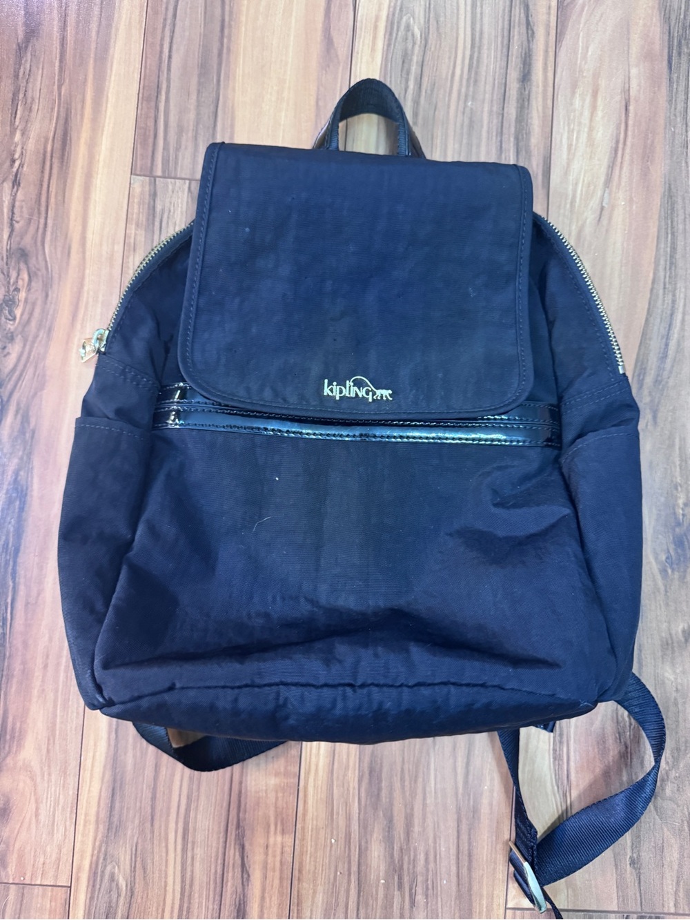 Kipling Black Nylon Mini Backpack with Front Flap